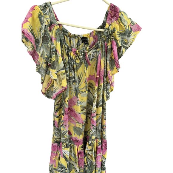 Cynthia Rowley Women Teen XS Mini Dress Tropical Off On Shoulder Boho Flowy - Picture 1 of 6